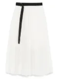 sacai plissé midi skirt - White