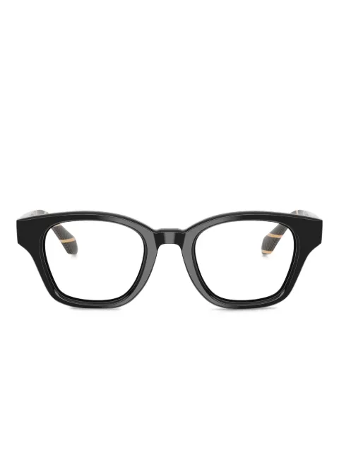 Giorgio Armani ストライプ スクエア眼鏡フレーム