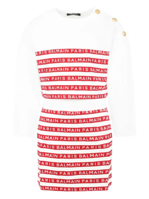 Balmain Kids logo-print mini skirt