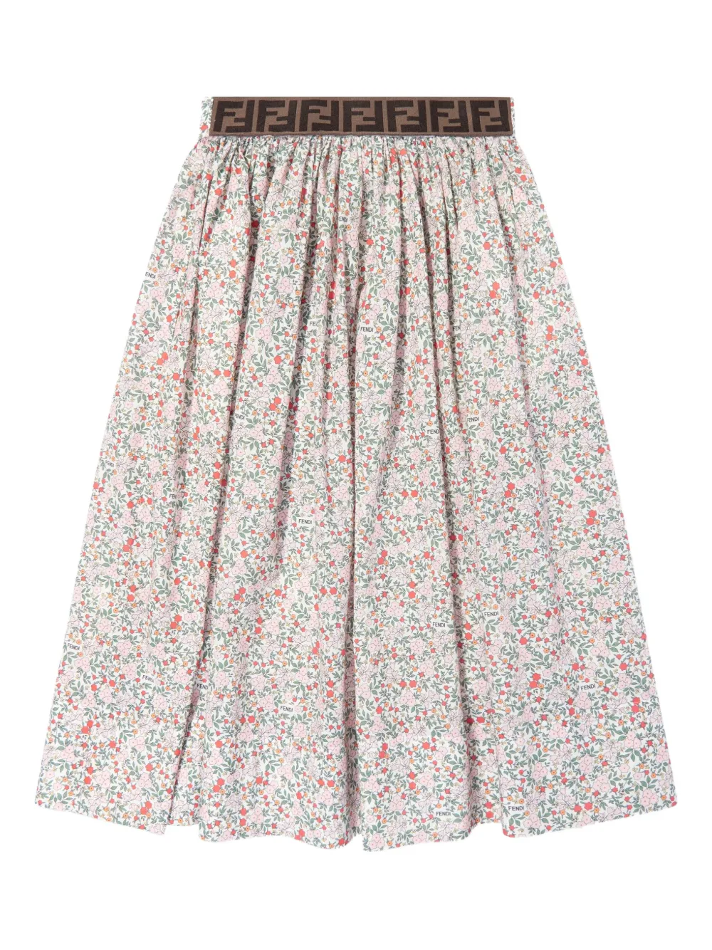 Fendi Kids Rok met bloemenprint Beige