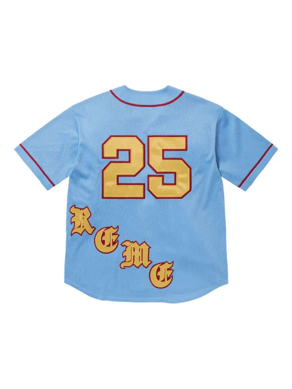 Supreme Denim Baseball Jersey L Blue Supreme Jacquard Soccer