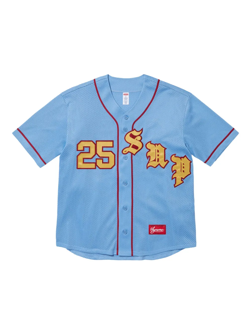 Supreme Old English "SS 25 Light Blue" honkbalshirt Blauw