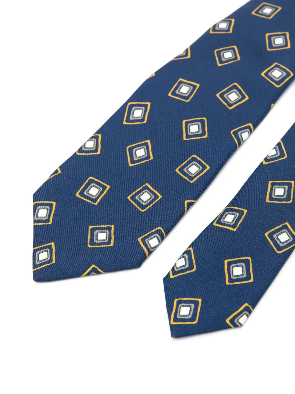 Kiton Zijden stropdas met patroon Blauw