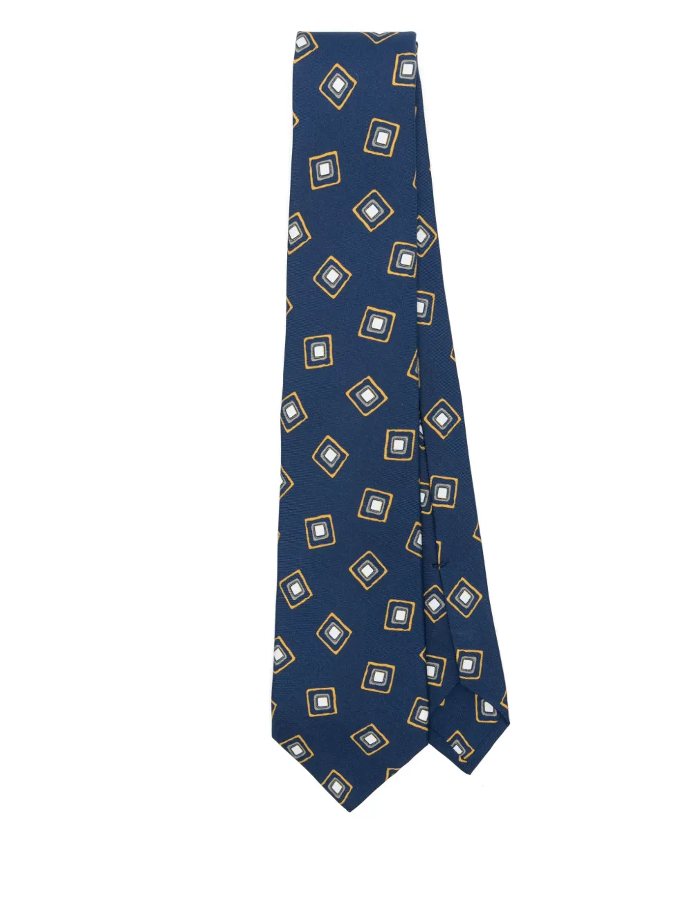 Kiton Zijden stropdas met patroon Blauw