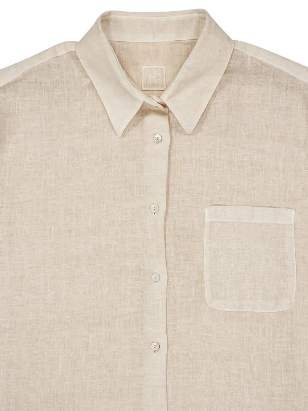120% Lino Button-down Pocket Shirt In White