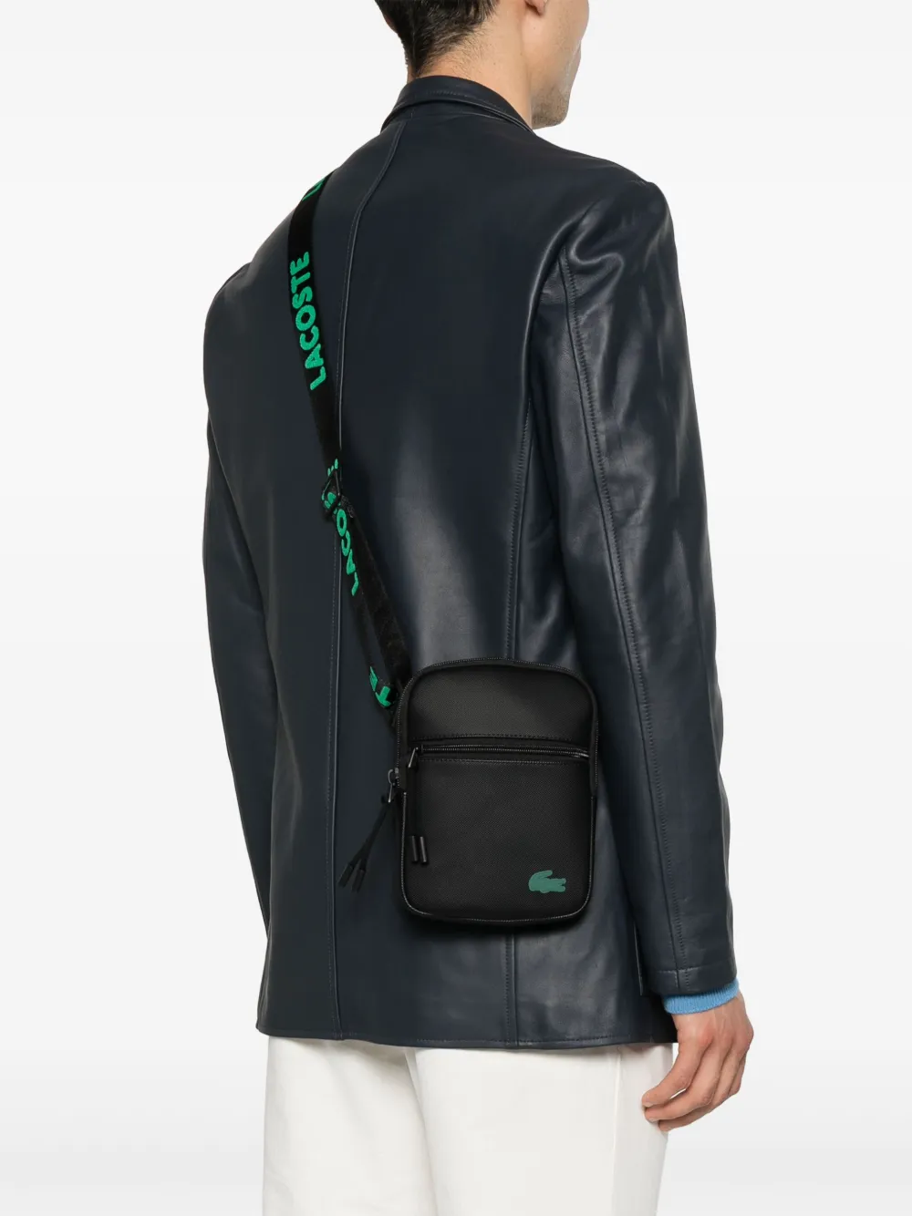 Lacoste Small Slimline Messenger Bag In Black