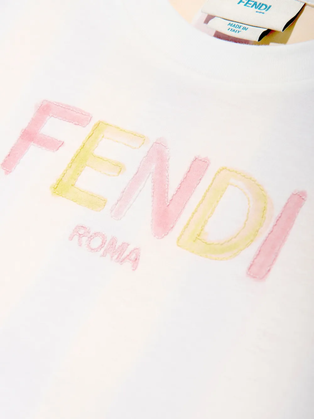 Fendi Kids Katoenen T-shirt met logoprint Wit
