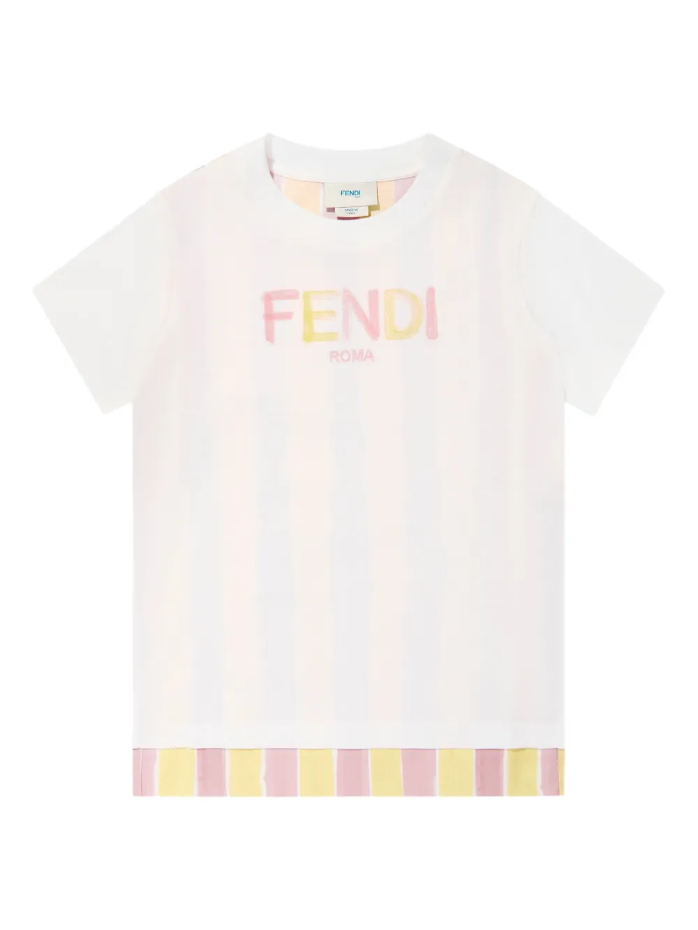 Fendi Kids Katoenen T-shirt met logoprint Wit