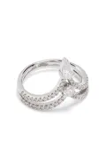 SHAY 18K white gold Mixed Stacked Chevron diamond pinky ring - Silver