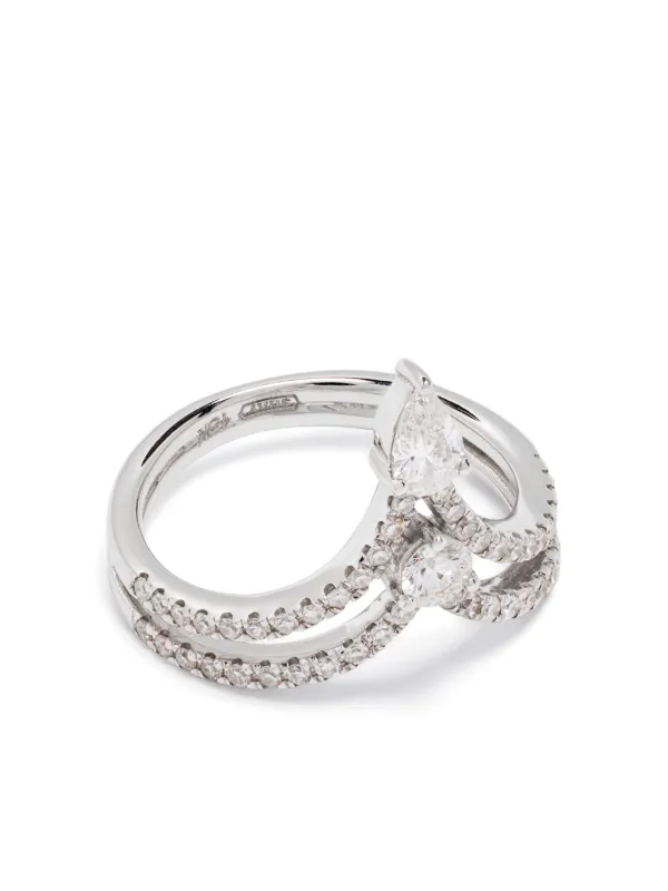 Shay 18K White Gold Mixed Stacked Chevron Diamond Pinky Ring in Silver