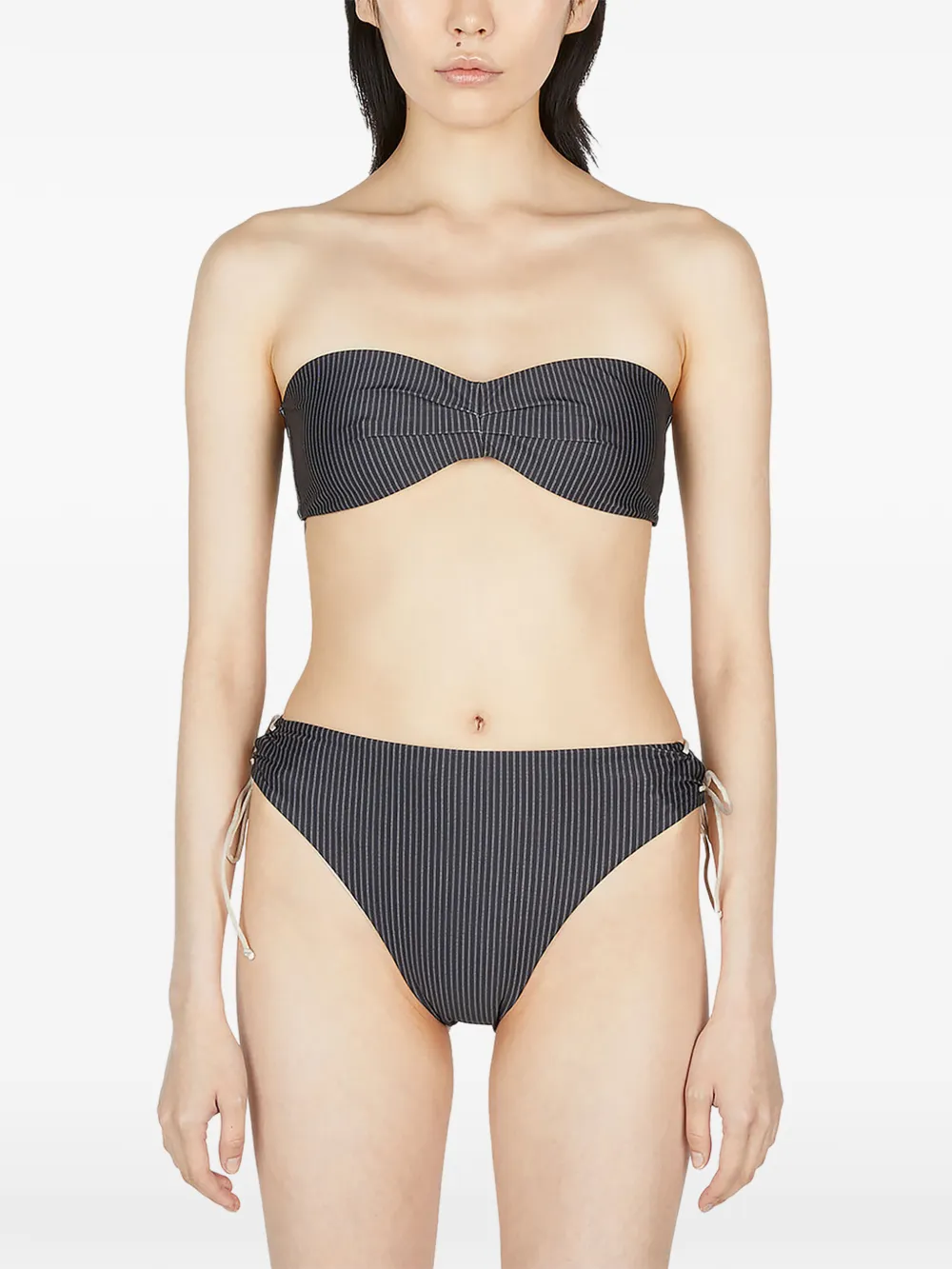 St. Agni striped bandeau bikini top - Grau