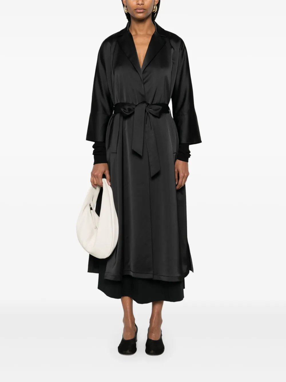 Herno Satijnen trenchcoat Zwart