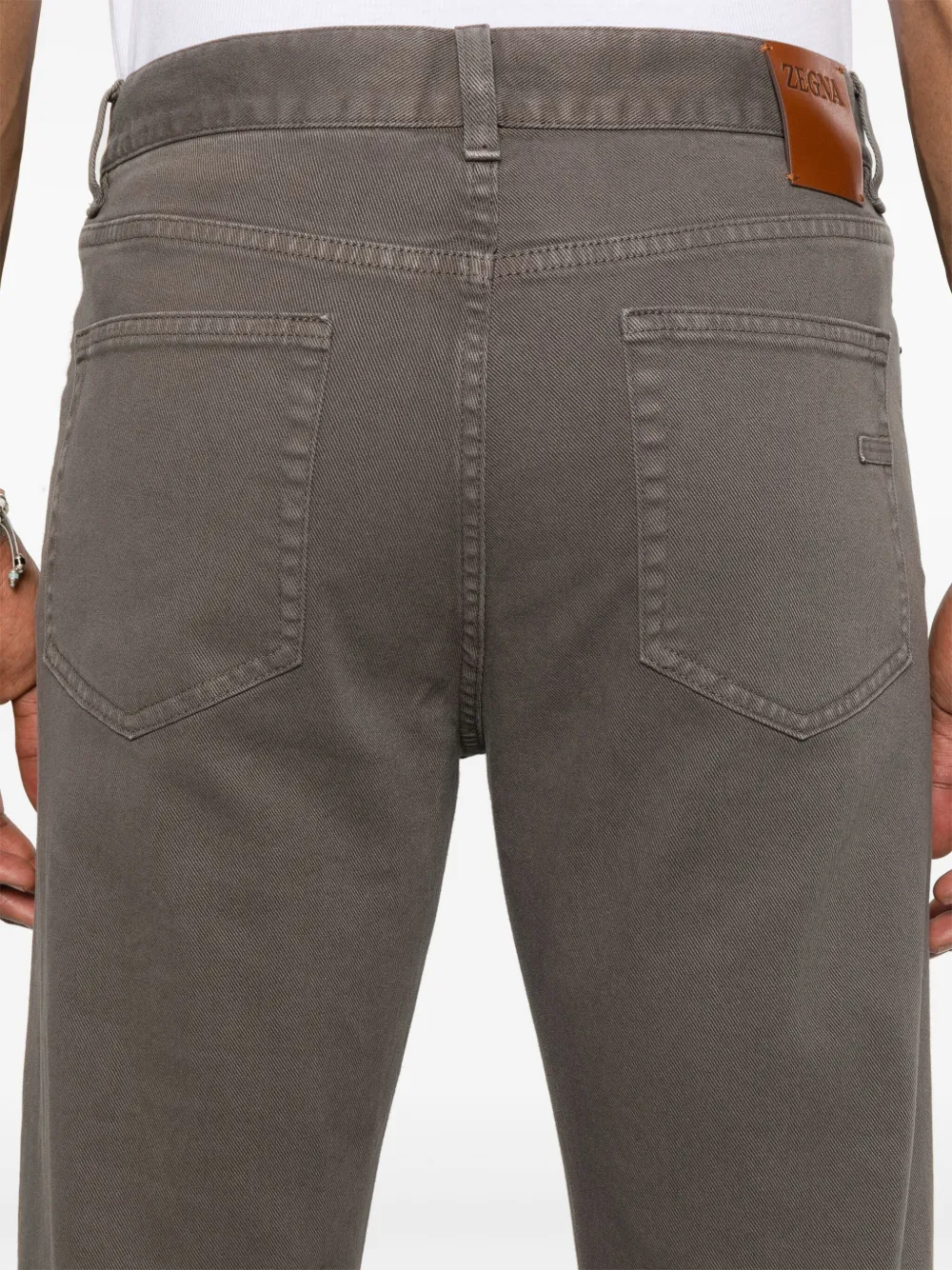 Shop Zegna Logo-patch Jeans In Brown