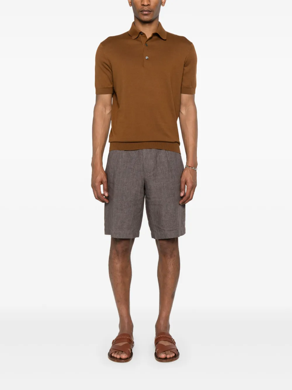 Zegna Fijngebreid poloshirt - Bruin