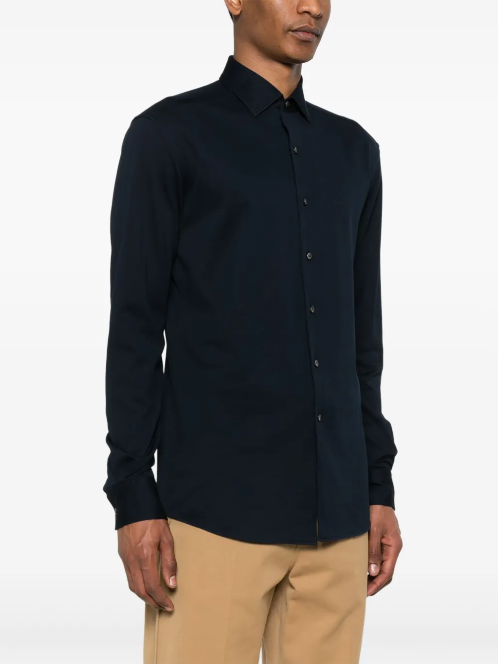 Zegna Piqué overhemd Blauw