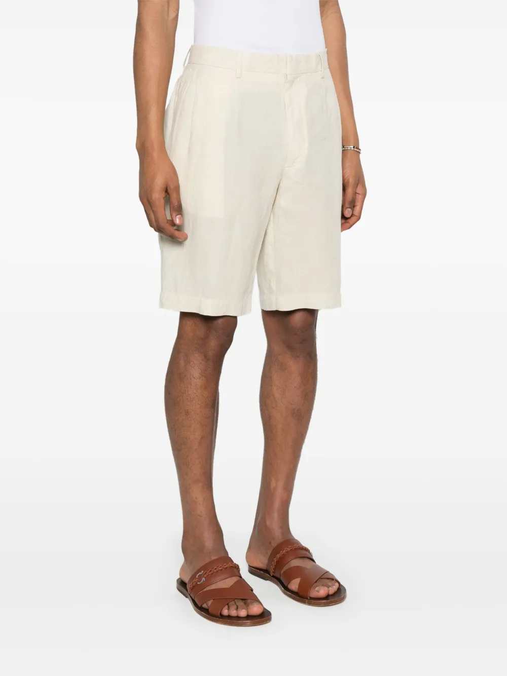 Zegna Linnen shorts Beige