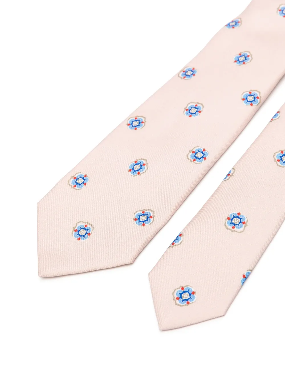 Kiton Zijden stropdas met patroon - Roze