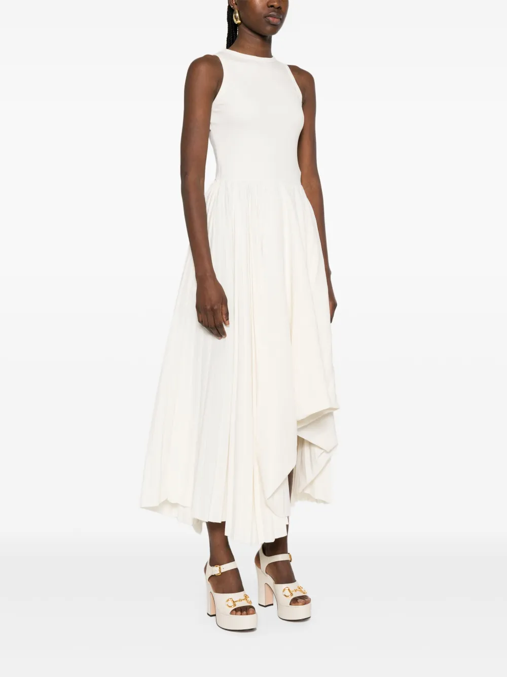 Alexander McQueen Asymmetrische midi-jurk Beige