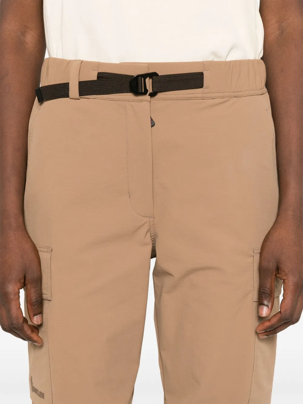 Shop Moncler Logo-patch Cargo Trousers In Brown