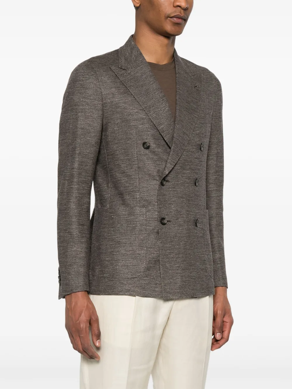 Shop Tagliatore Single-breasted Blazer In Brown