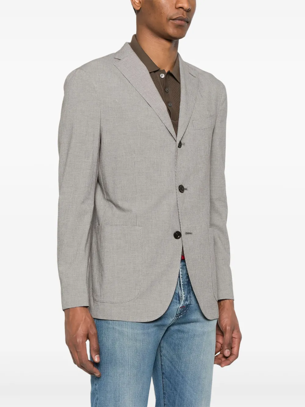 Boglioli Blazer met pied-de-poule print Grijs