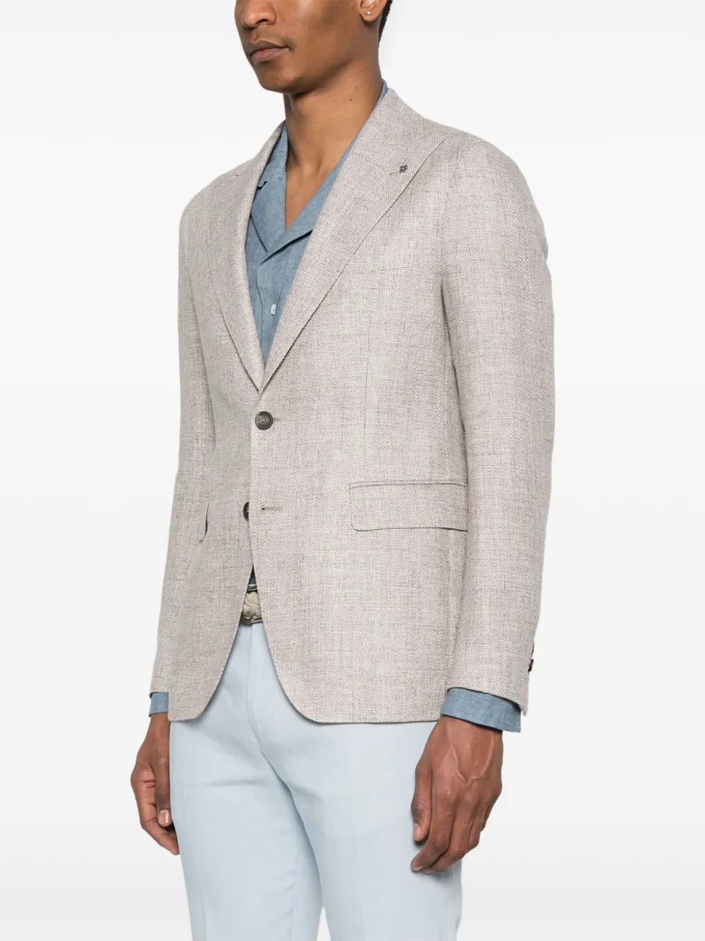 Shop Tagliatore Textured Blazer In Brown