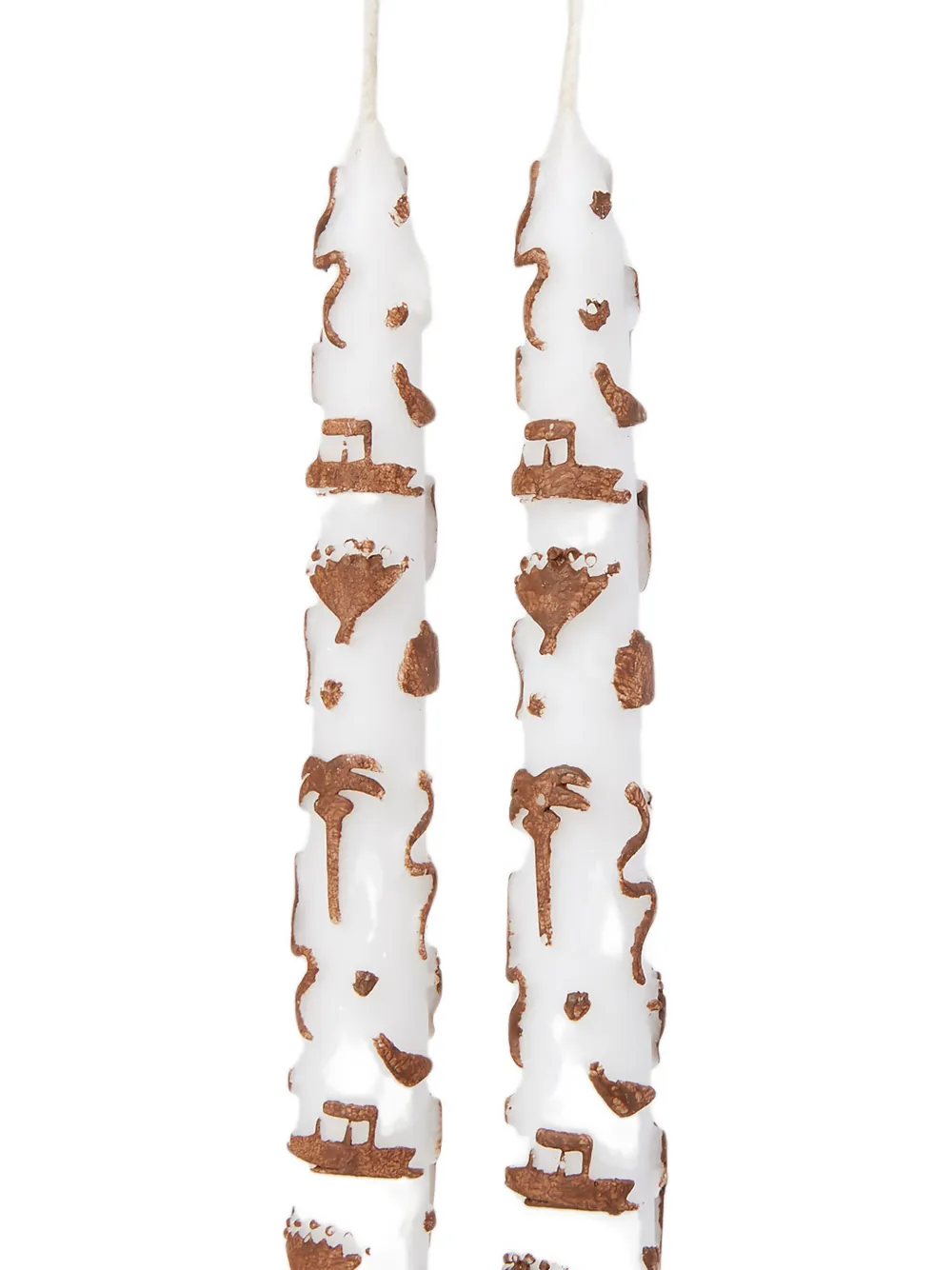Marloe Marloe embossed tapered candles - White
