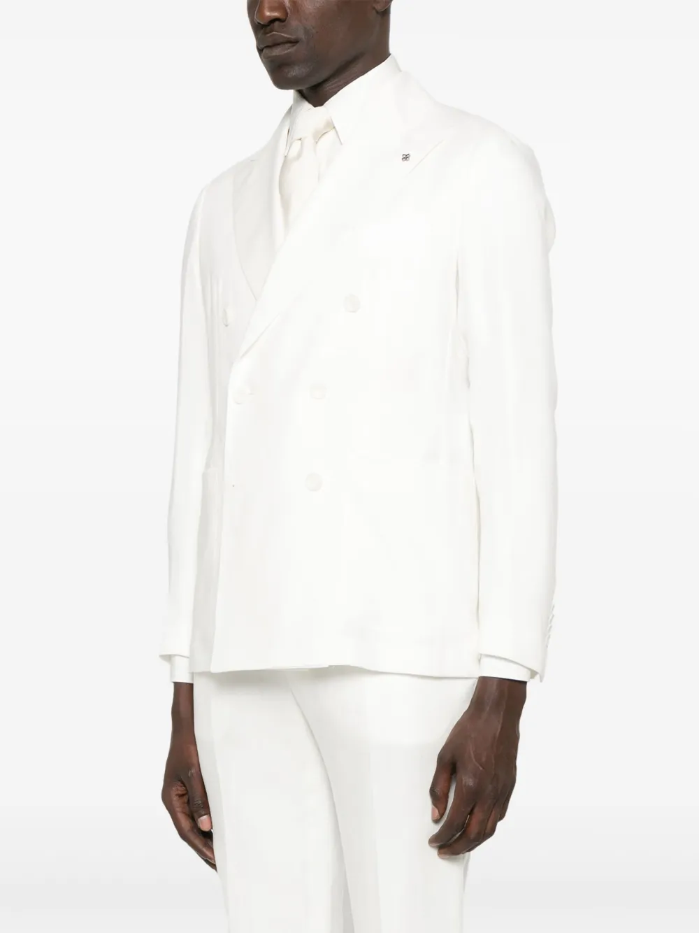 Shop Tagliatore Linen Blazer In White
