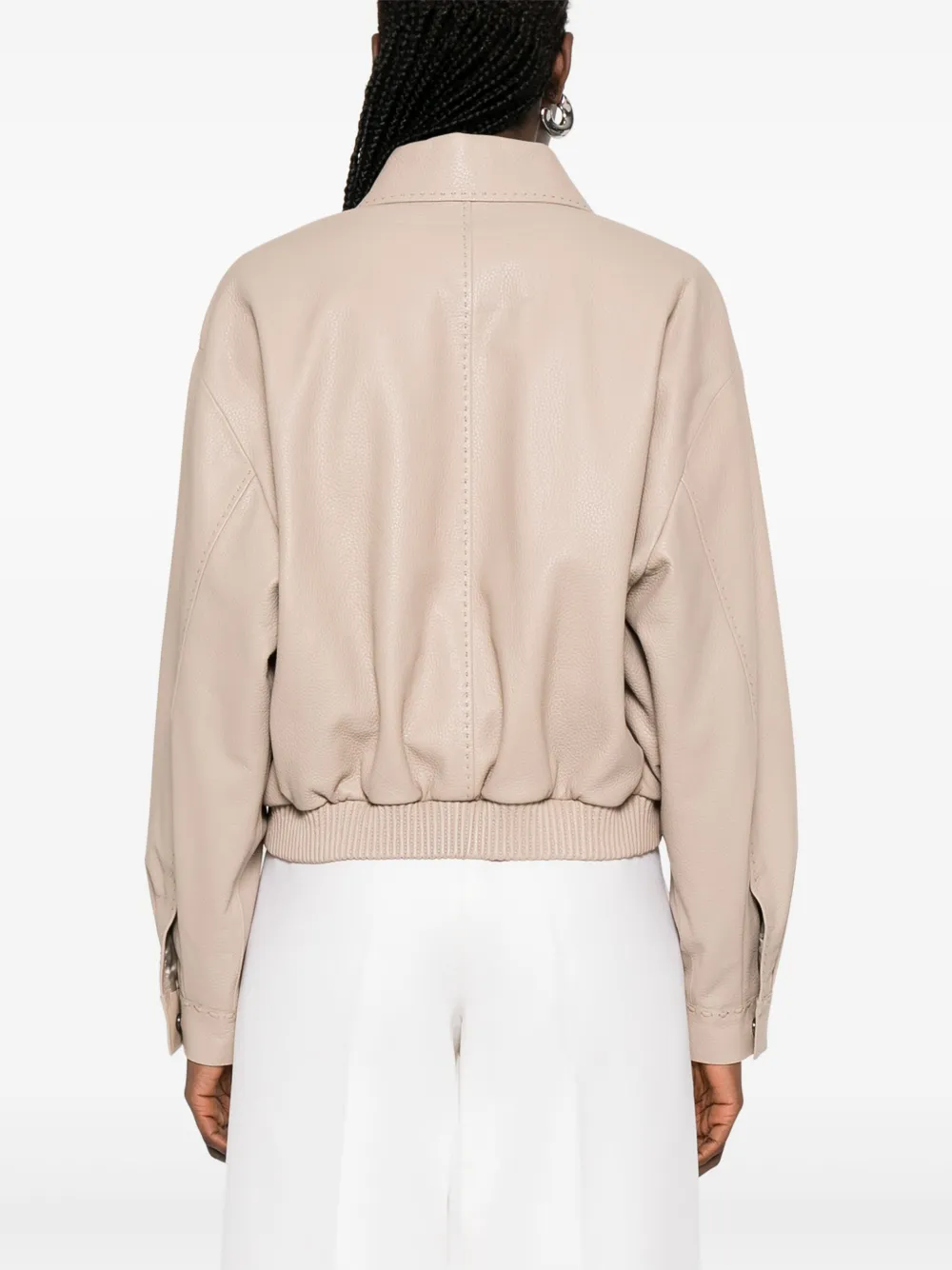FENDI Leren bomberjack Beige