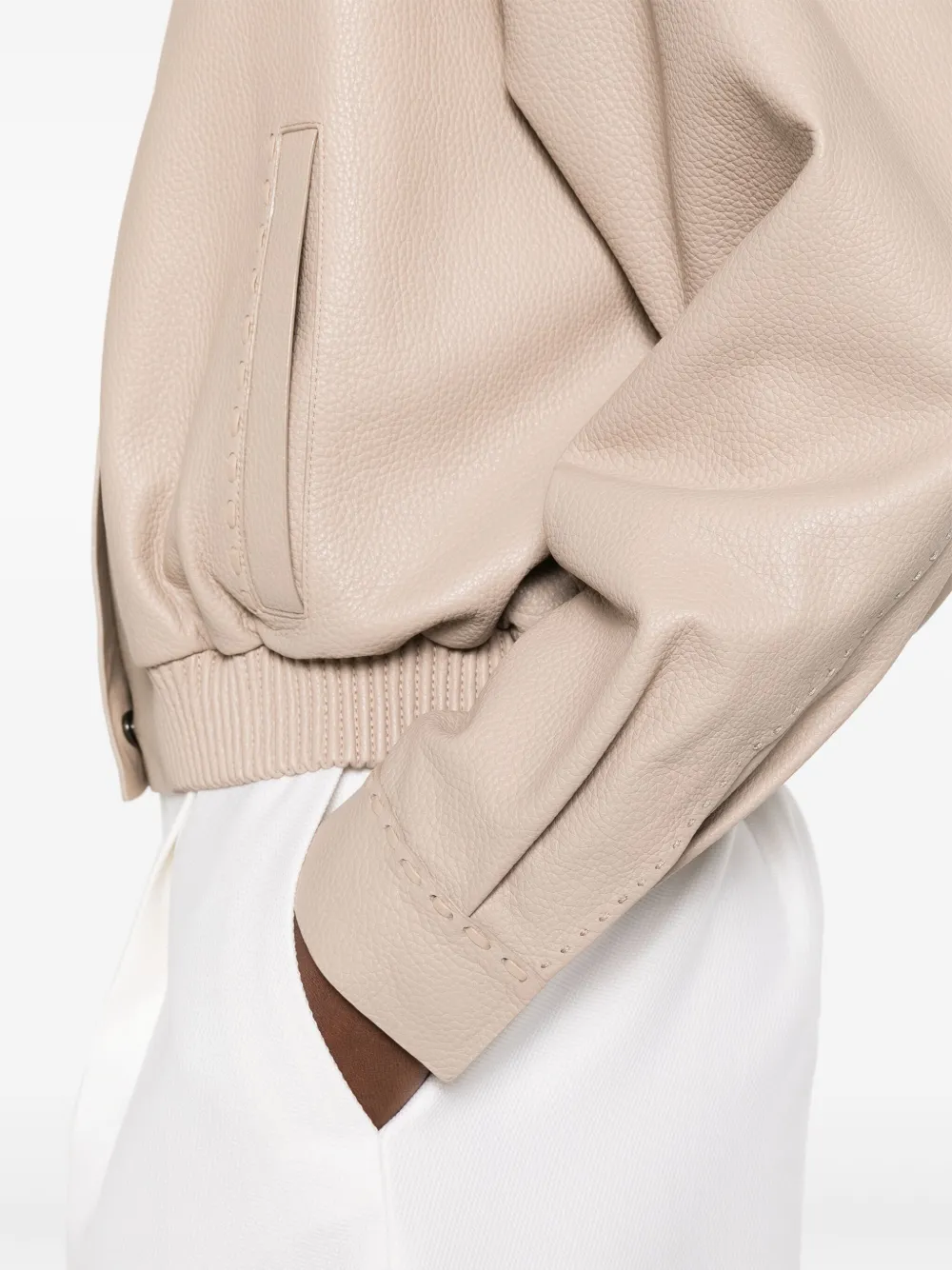 FENDI Leren bomberjack Beige