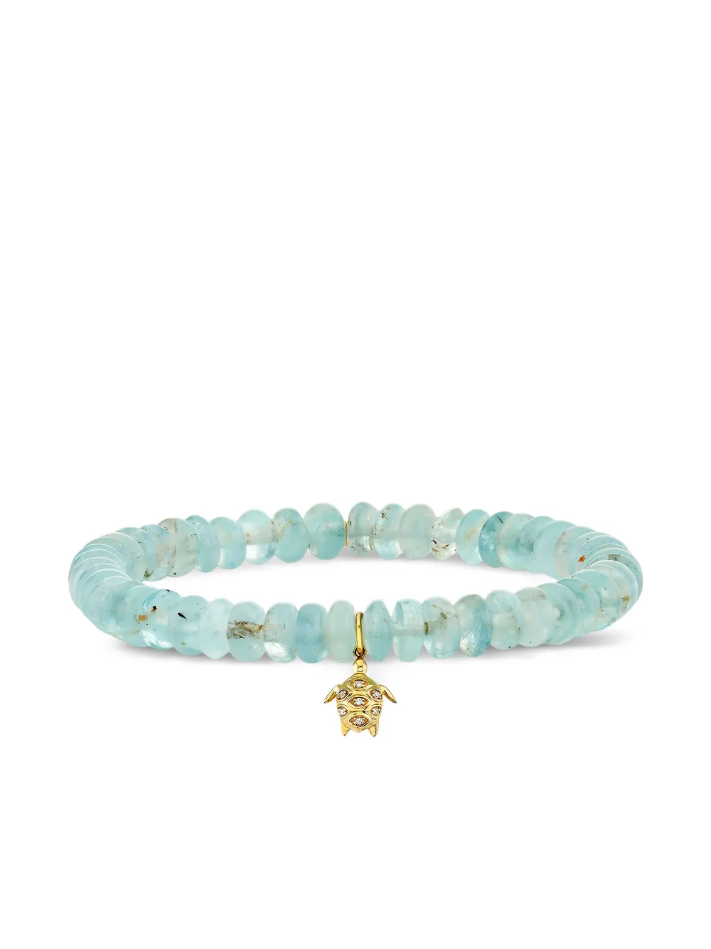 Sydney Evan 14k Yellow Gold Small Turtle Aquamarine And Diamond Bracelet In Blue