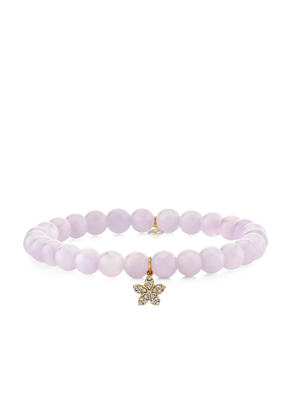 Sydney Evan 14k Yellow Gold Small Plumeria Diamond Bracelet In Purple