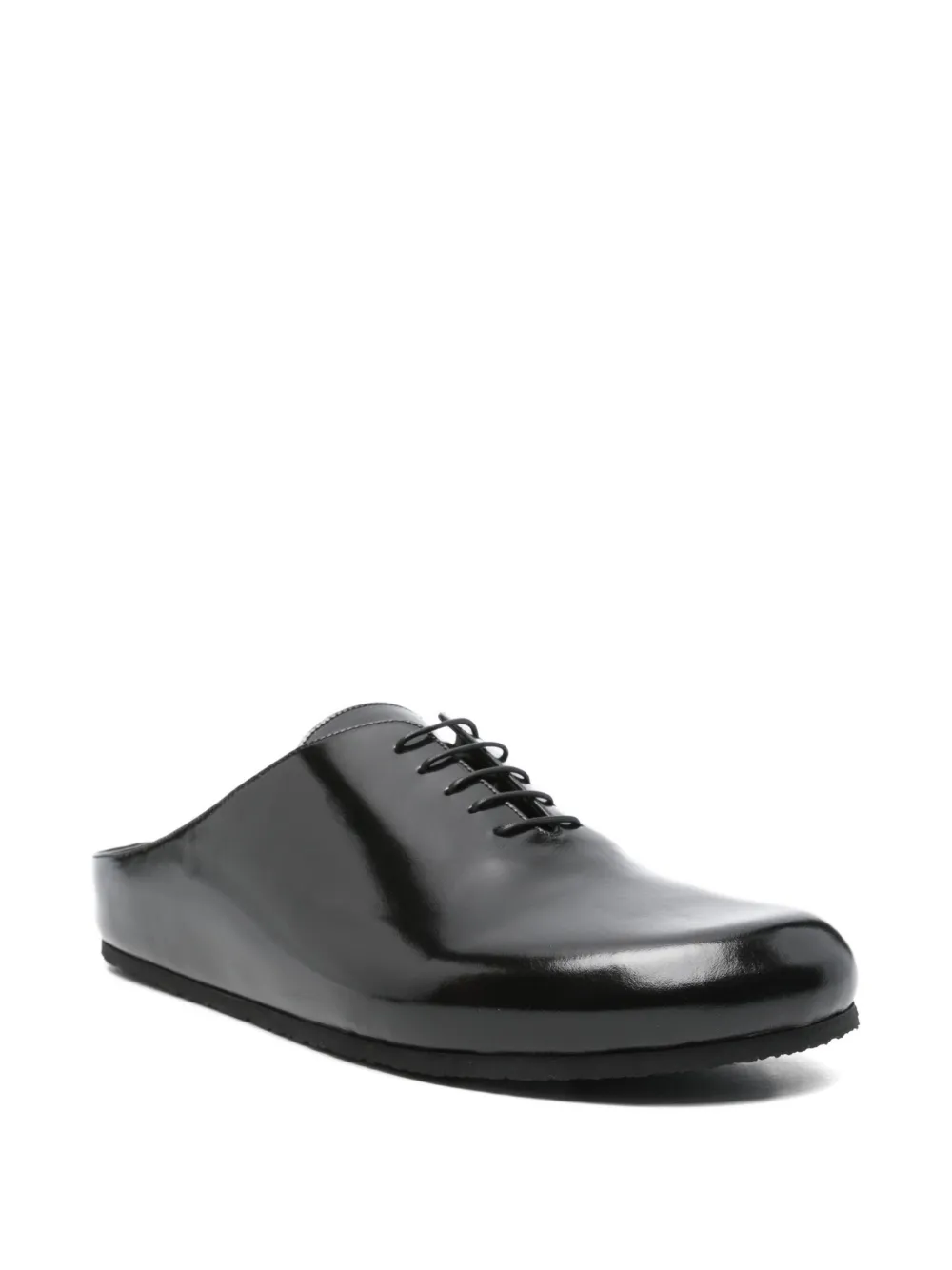 Jacquemus Lace-up Patent Leather Slippers In Black