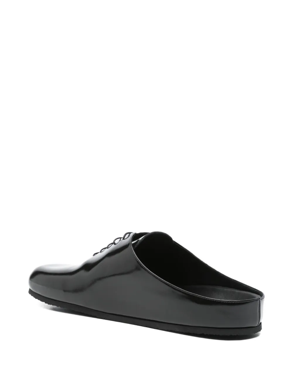 Jacquemus lace-up patent leather mules Black