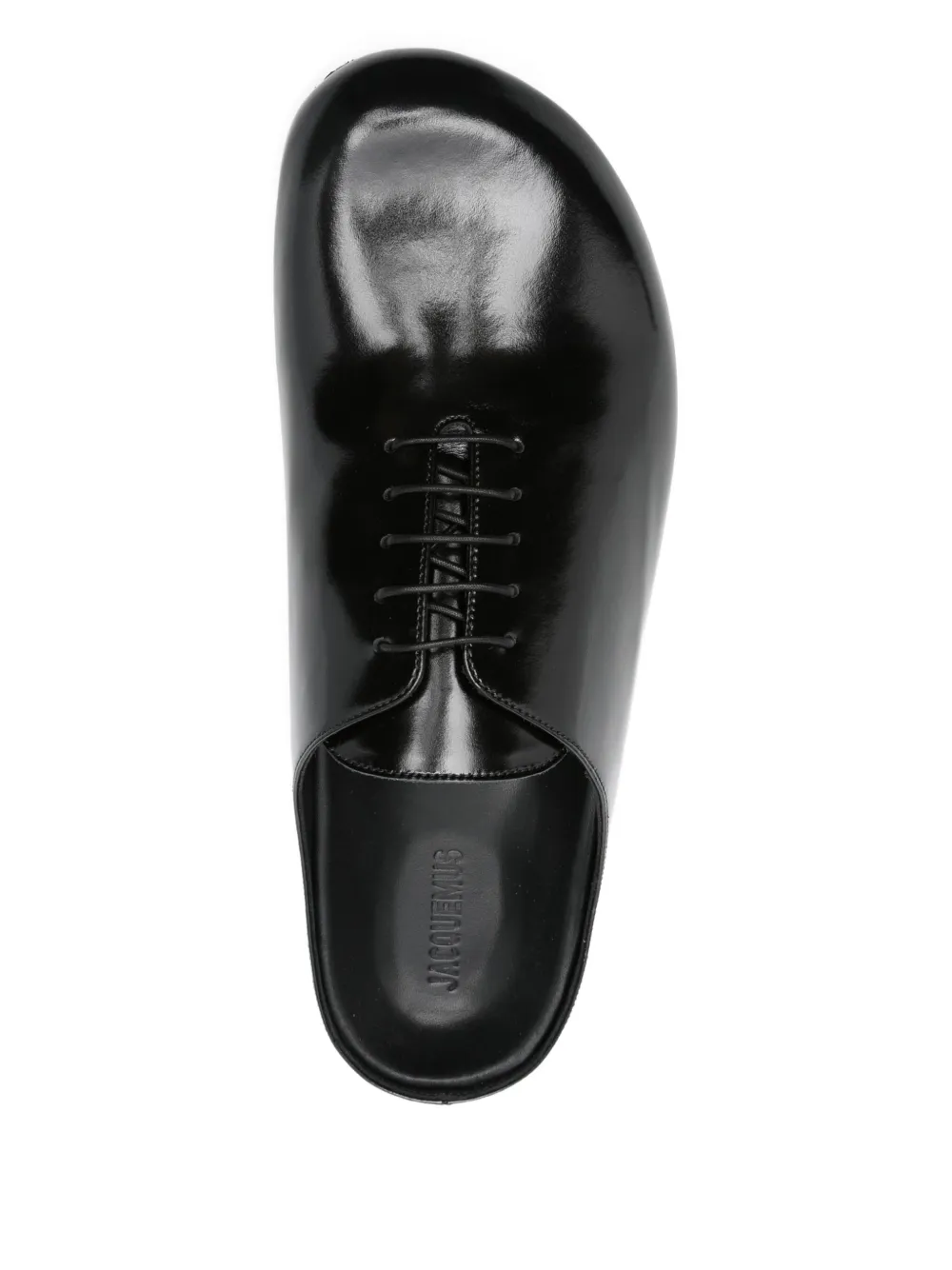 Jacquemus lace-up patent leather mules Black