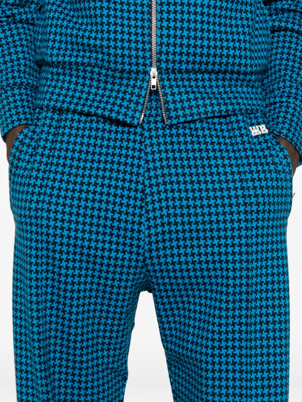 Wales Bonner Houndstooth Track Trousers In Blue