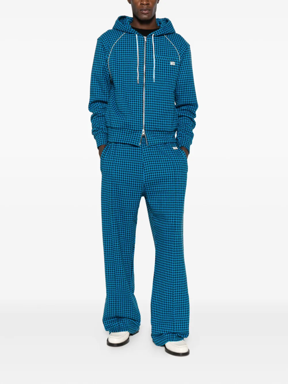 Wales Bonner houndstooth track trousers - Blauw