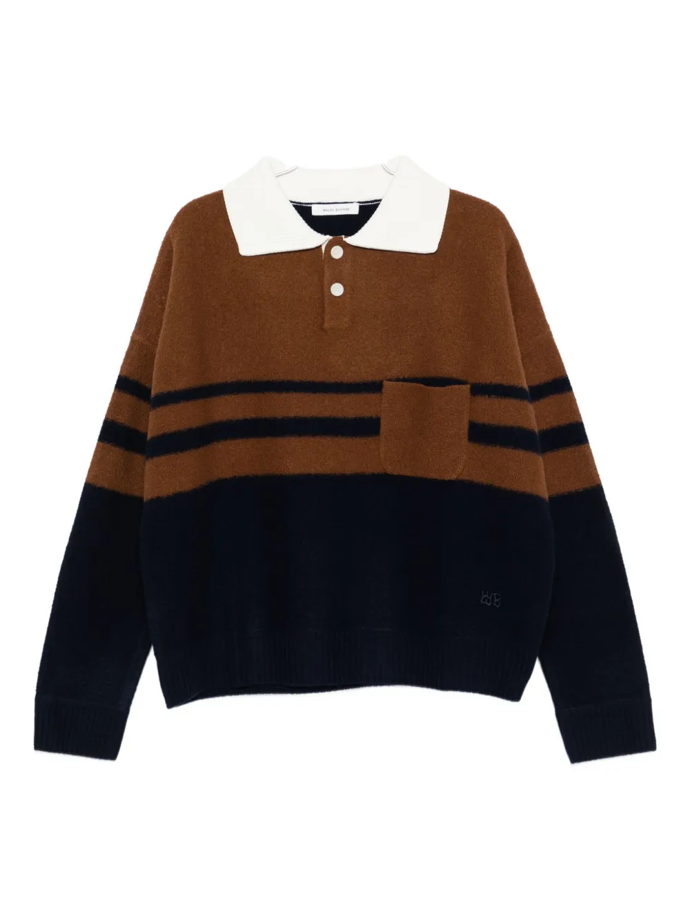 Wales Bonner Striped Polo-neck Sweater In Brown