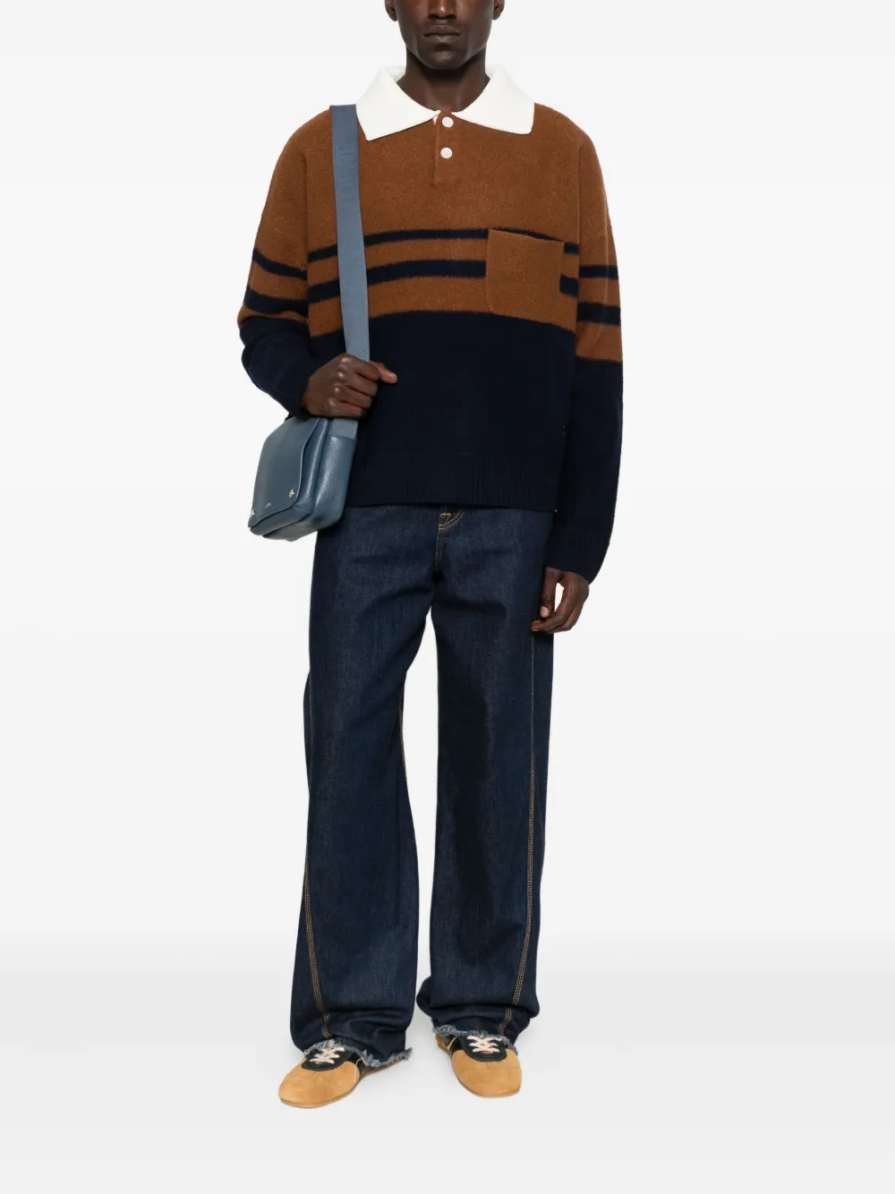 Wales Bonner Striped Polo-neck Sweater In Multi