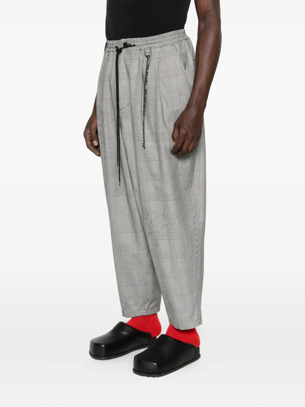 Mastermind Japan Houndstooth-panel Flannel Pants In Gray