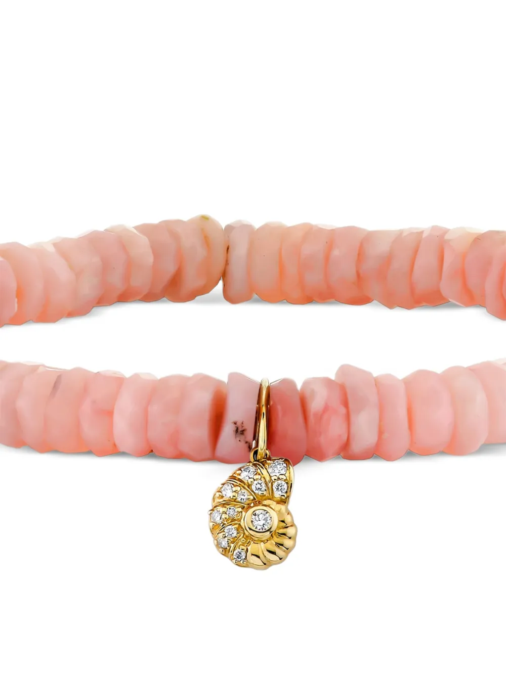 Sydney Evan 14k Yellow Gold Small Nautilus Opal And Diamond Bracelet In Pink