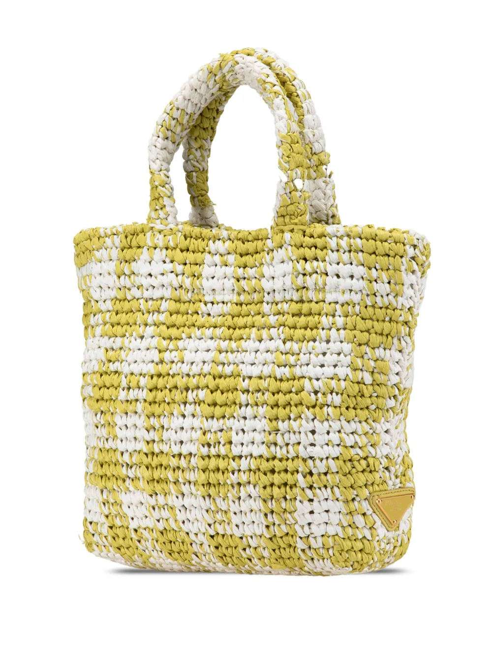 Prada Pre-Owned 2013-2024 Small Raffia Effect Crochet Embroidered Logo tote bag | Pre-Owned | Image 2