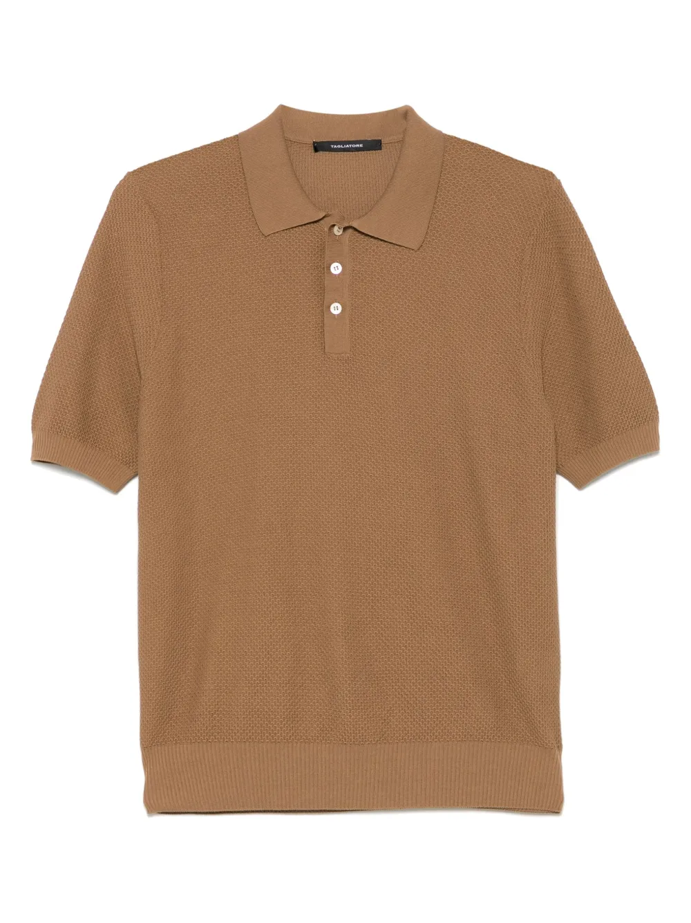 Shop Tagliatore Honeycomb-knit Polo Shirt In Brown