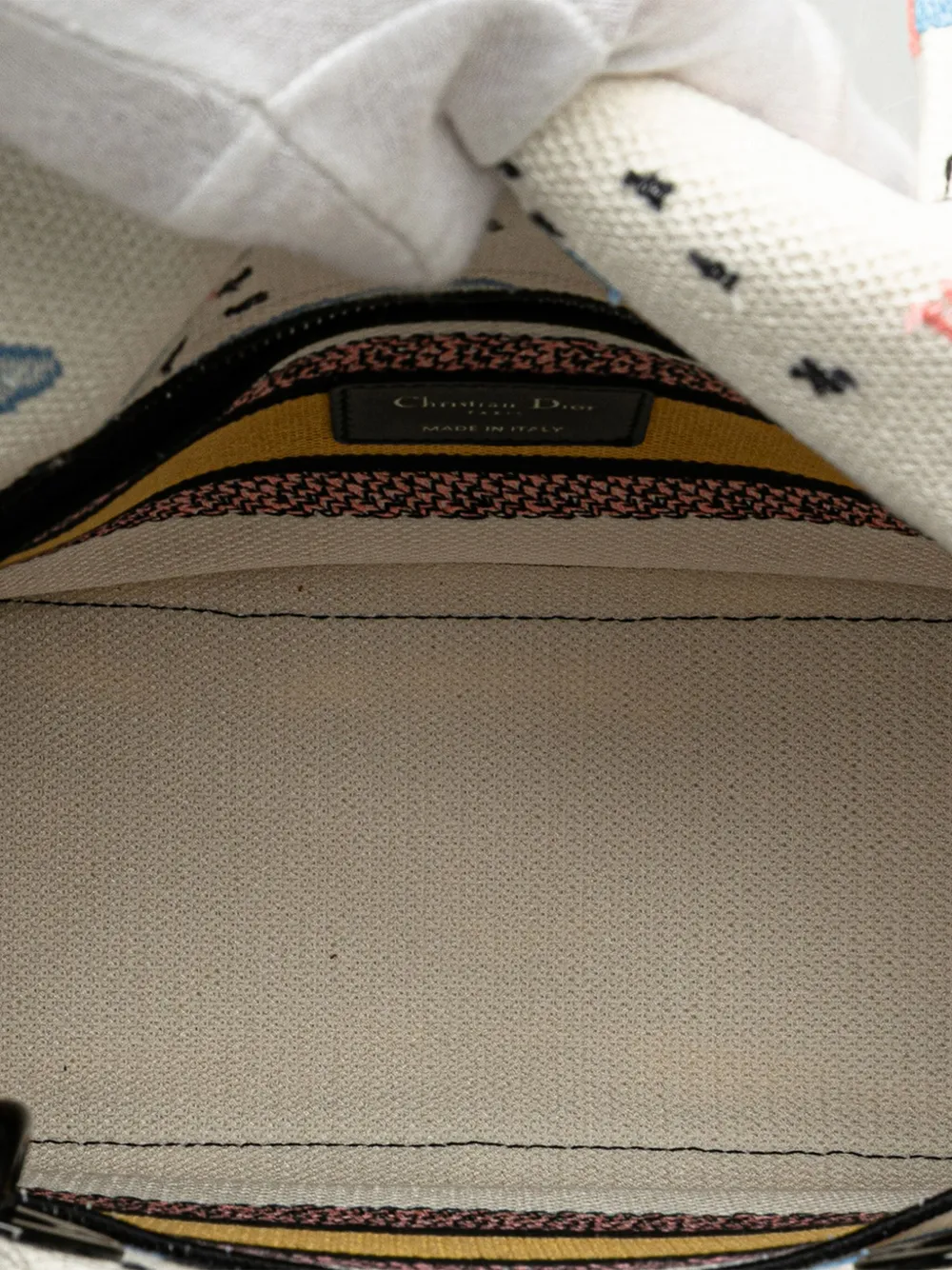 Pre-owned Dior 2022 Medium Canvas Embroidered Ciel De Reve Lady D Lite Satchel In White