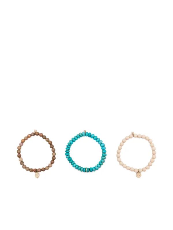 Sydney Evan 14k Yellow Gold Diamond Leaf Turquoise Bracelet in Brown