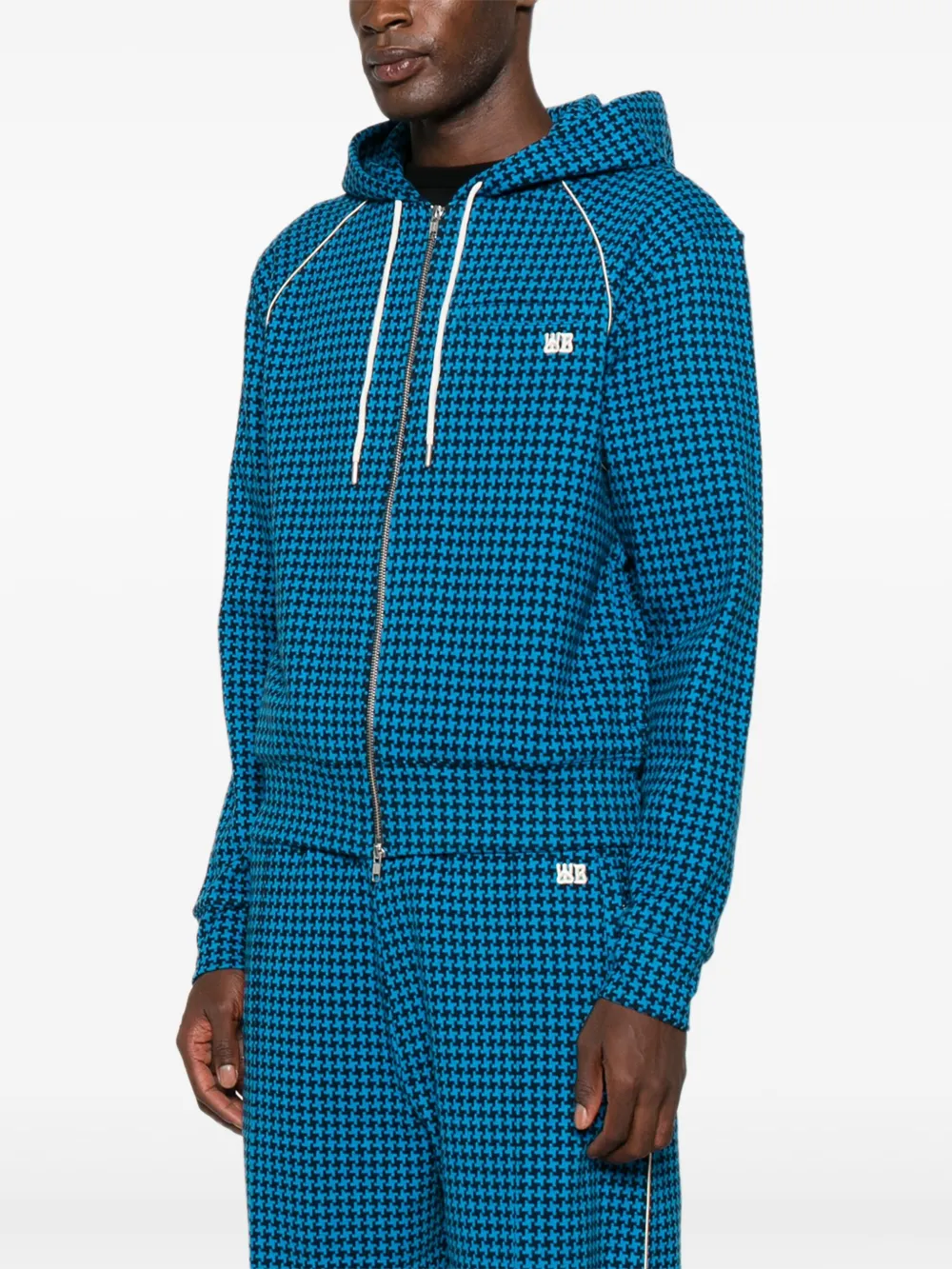 Wales Bonner London hoodie met patroon en rits Blauw