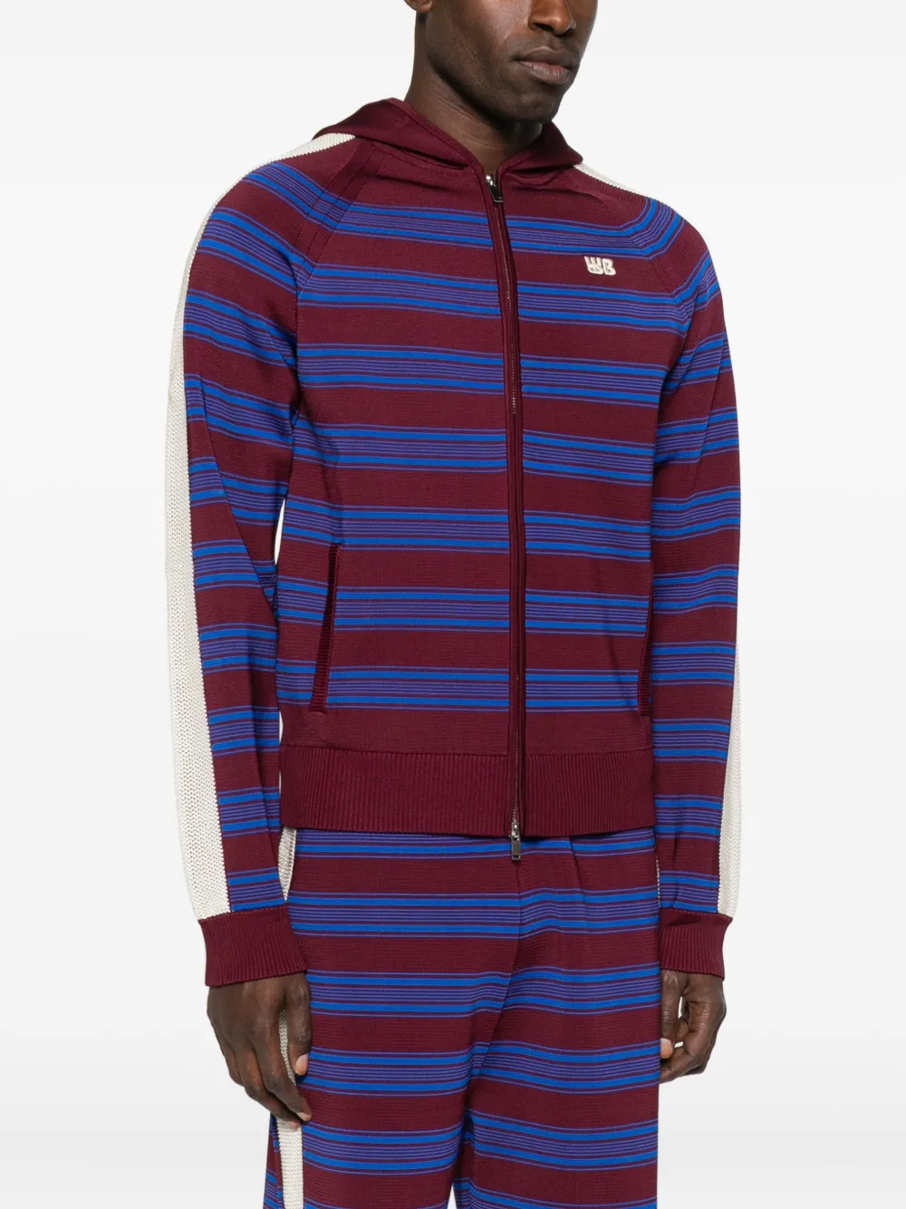 Wales Bonner Music gestreepte hoodie Rood