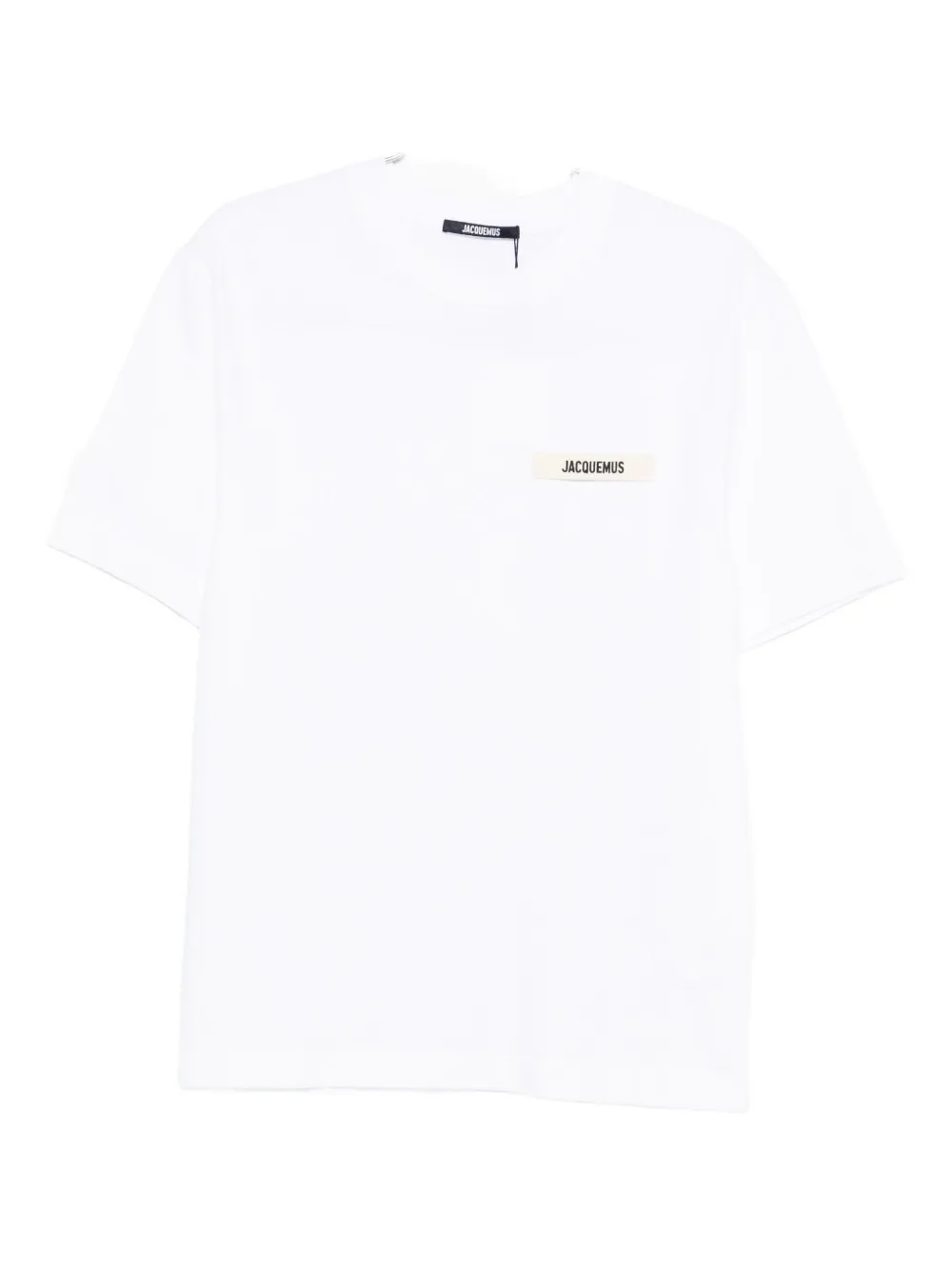 Jacquemus 'le T-shirt Gros Grain' White T-shirt With Logo Patch On The Front