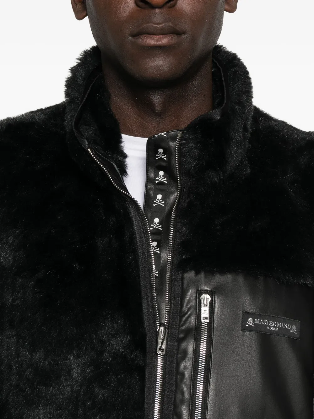 Mastermind Japan Faux Fur Pocket Jacket In Black