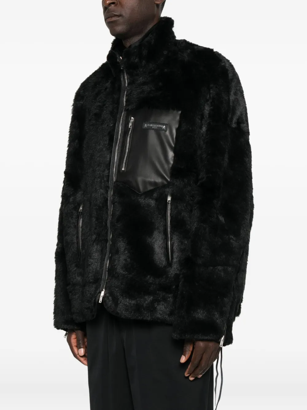 Mastermind Japan Faux Fur Pocket Jacket In Black